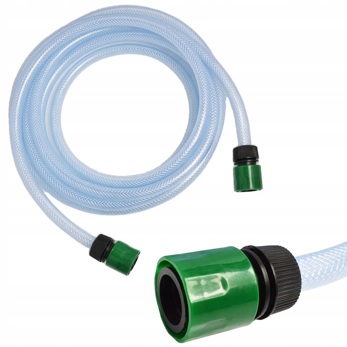 Rosfix Aanzuigslang Hogedrukslang 5 m - Transparant PVC 21 bar - Ø13 mm, 2x 1/2"" Snelkoppelingen