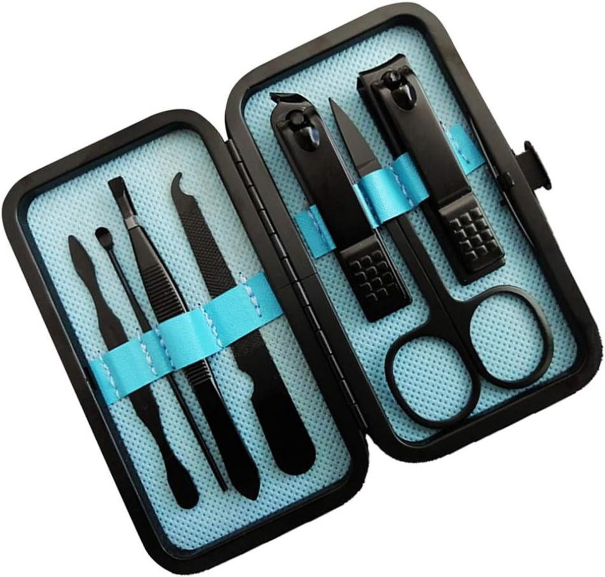 Nagelverzorgingsset 7 Delen - Manicure pedicure set - Persoonlijke verzorging - Roestvrij staal - 7 stuks - Blauw