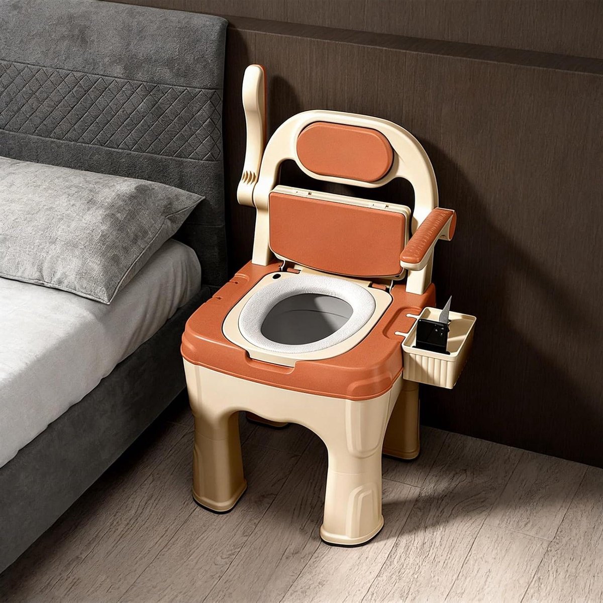 Draagbare Toiletstoel - Bedcommode Nachtkastje - Veilig Toiletgebruik - Verstelbare Handgrepen - Tot 400 kg - Wit