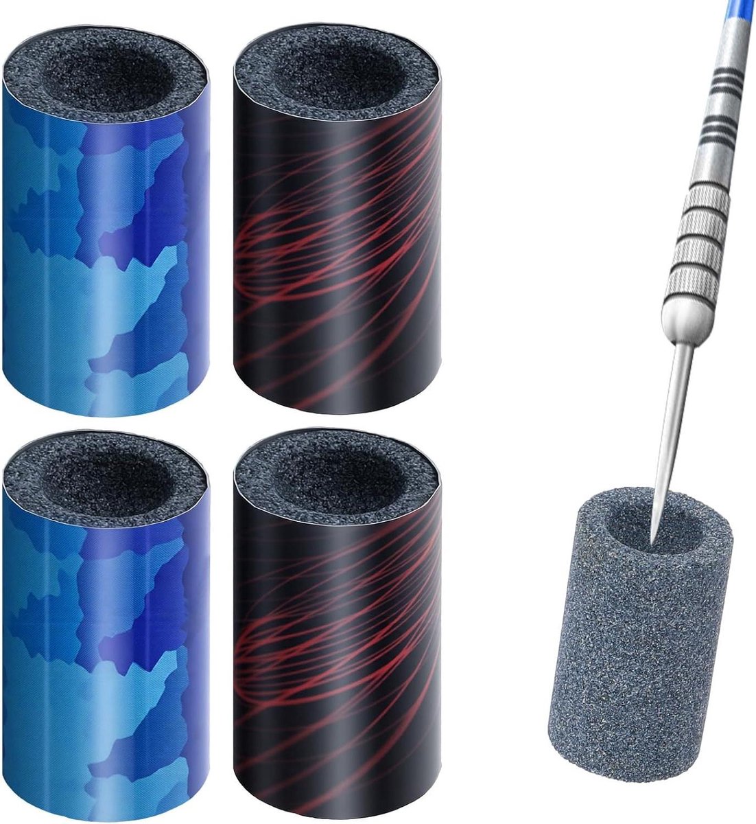Dartpuntenslijper - Dart slijper - Dartpijlen scherp houden - Verwijdert bramen - 4 stuks - Blauw en rood