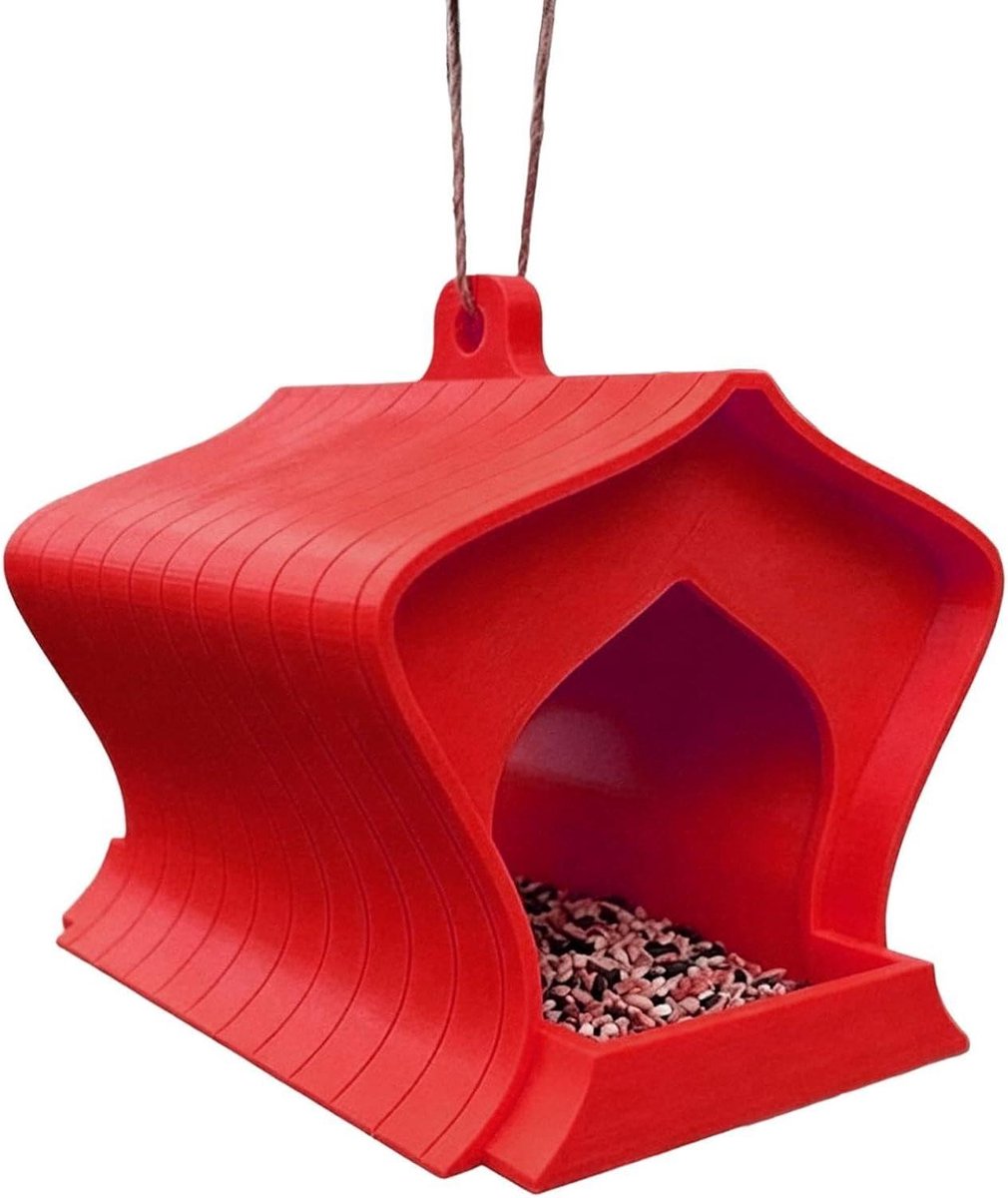 Vogelvoederautomaat - Voederstation Vogels - Vogels Voeren - Regenbestendig Dak - 15 x 13 x 13 cm - Rood