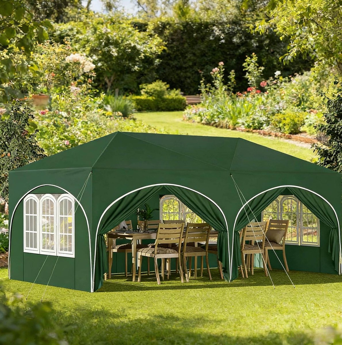 COVREO Paviljoen 583x293x265 cm groen, Oxford stof, verstelbaar