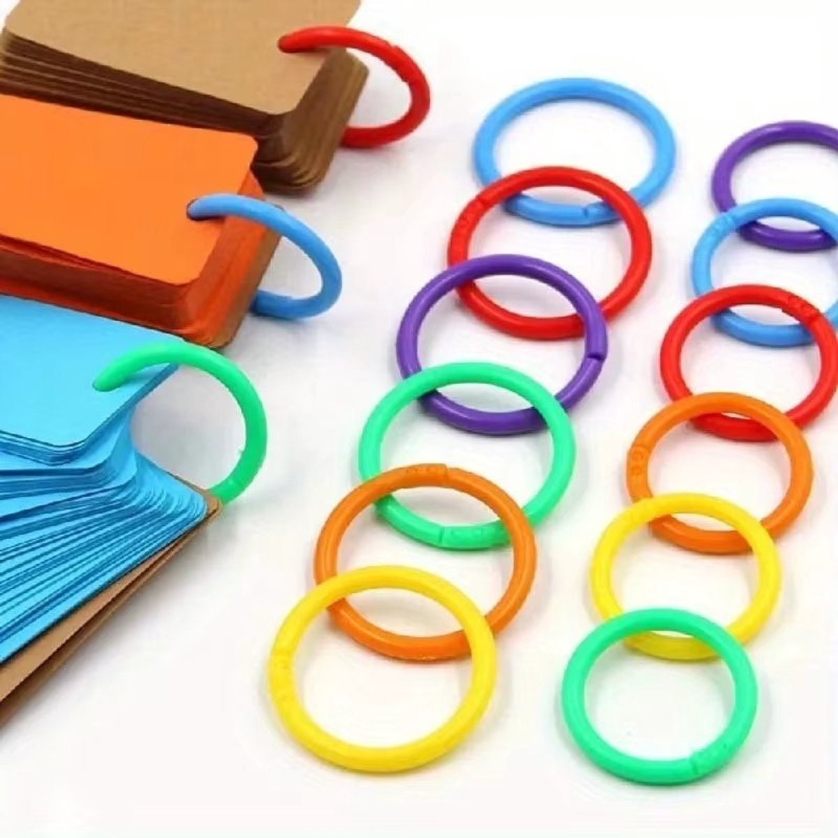 Fyfanie - 5 stuks Kleurrijke Plastic Binderringen-Herbruikbare Losbladige Ringen voor Notitieboekjes, Kaarten, Knutselen en Kantoor‑ en Schoolgebruik- Groen