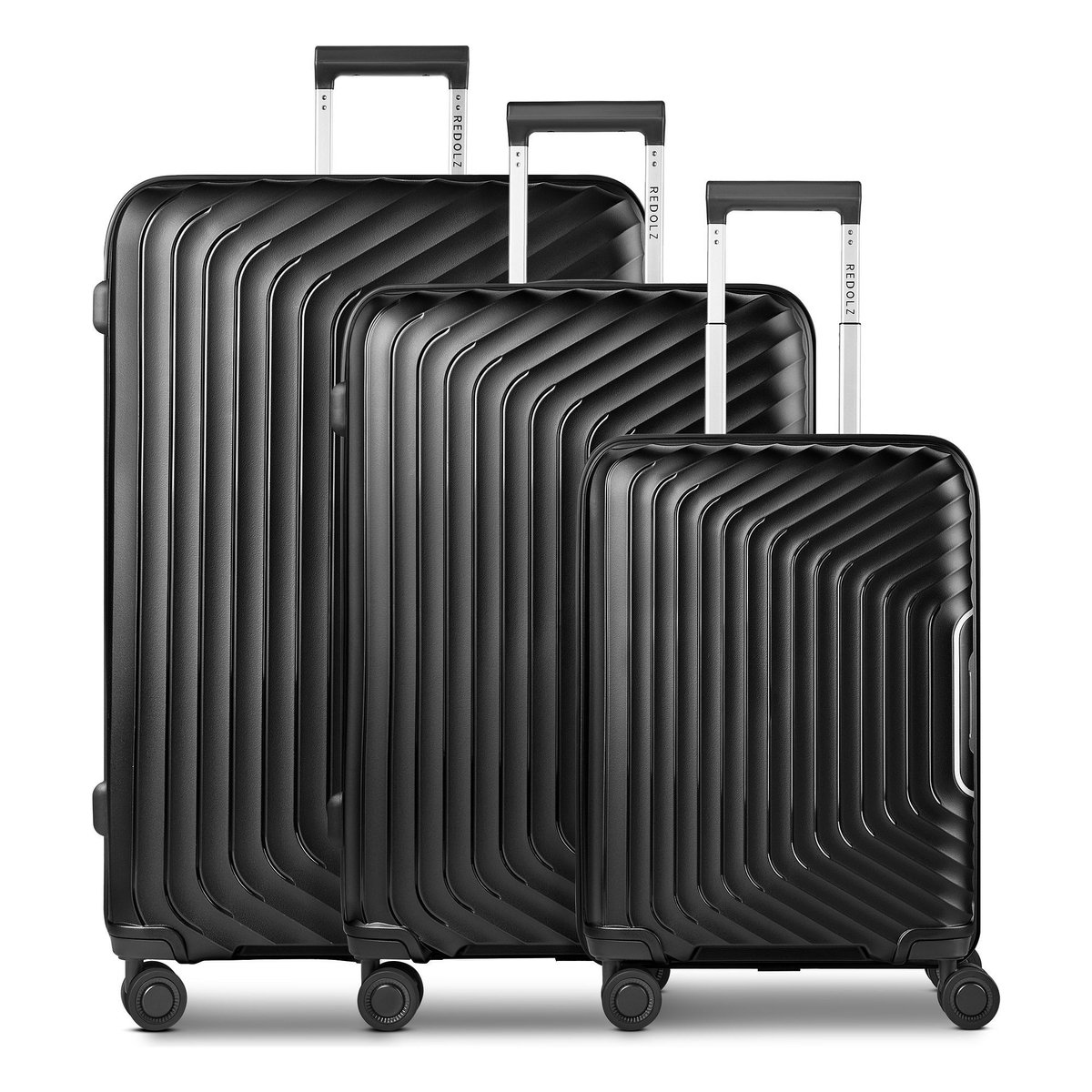 Redolz Essentials 01 4 wielen Kofferset 3-delig met uitbreidingsplooi - Harde bagage - TSA slot - black metallic