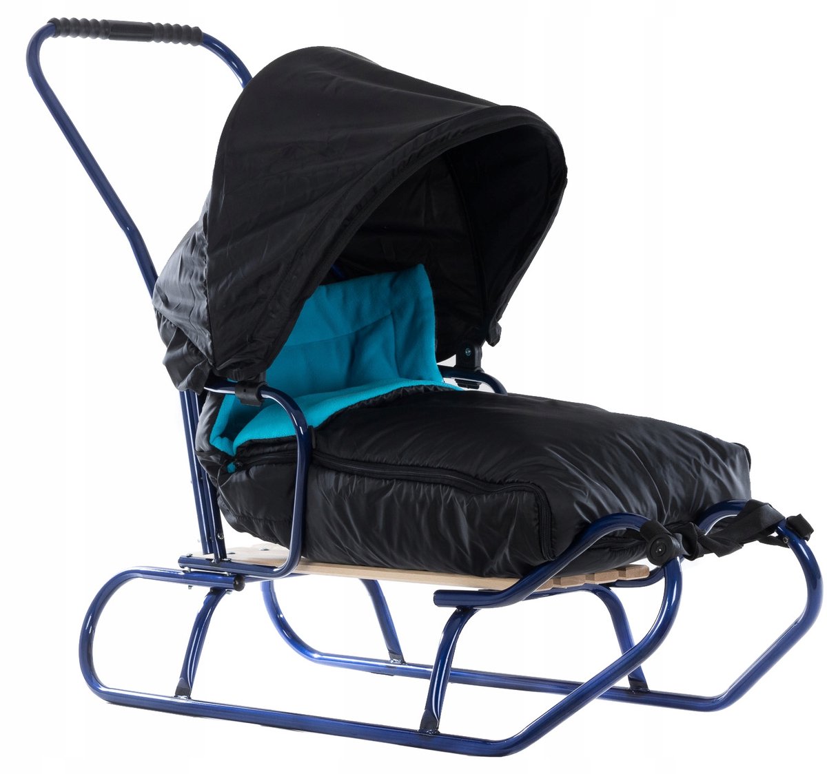 BLACKLINE slee met slaapzak, rugleuning, duwstang & kap - 130kg