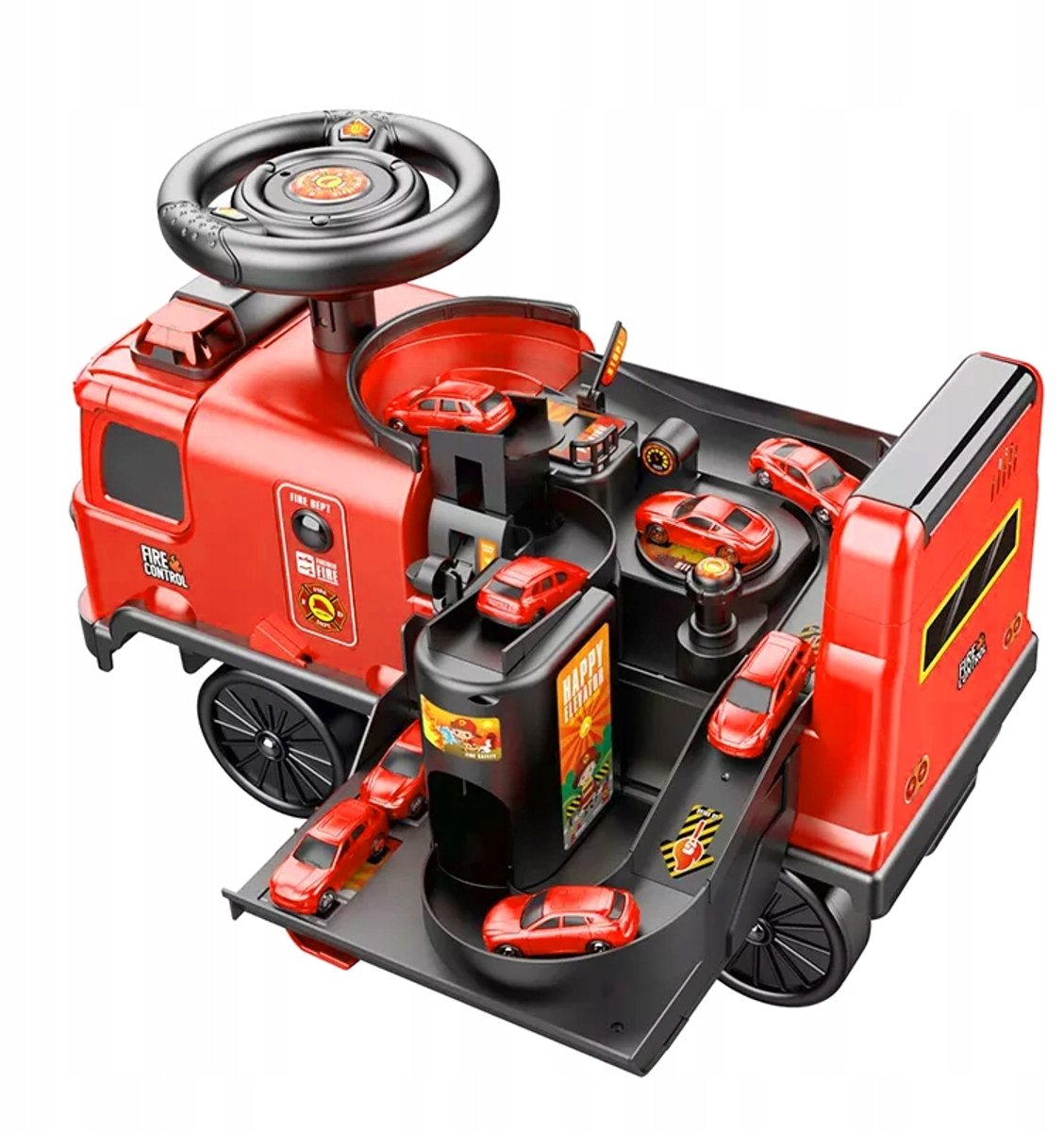 Loopauto Brandweer met Baan, Licht & Geluid - 2-in-1 Speelgoed