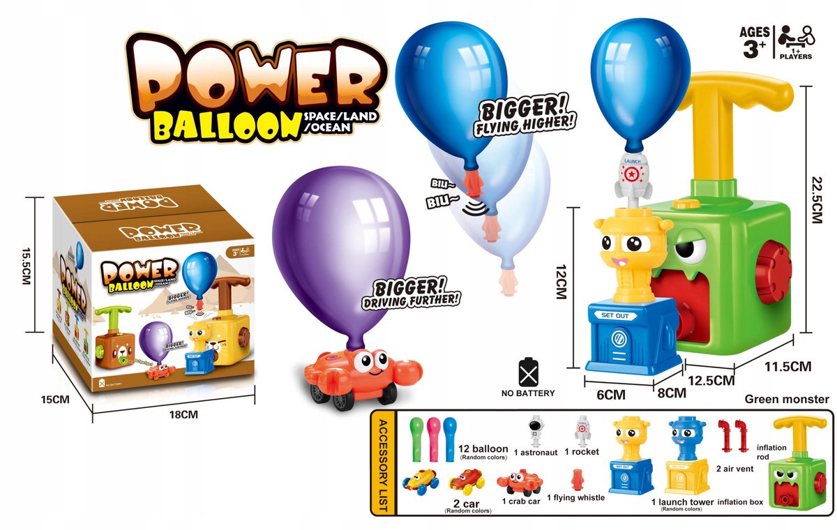 Aerodynamische Ballon Lancerder Auto Speelgoedset