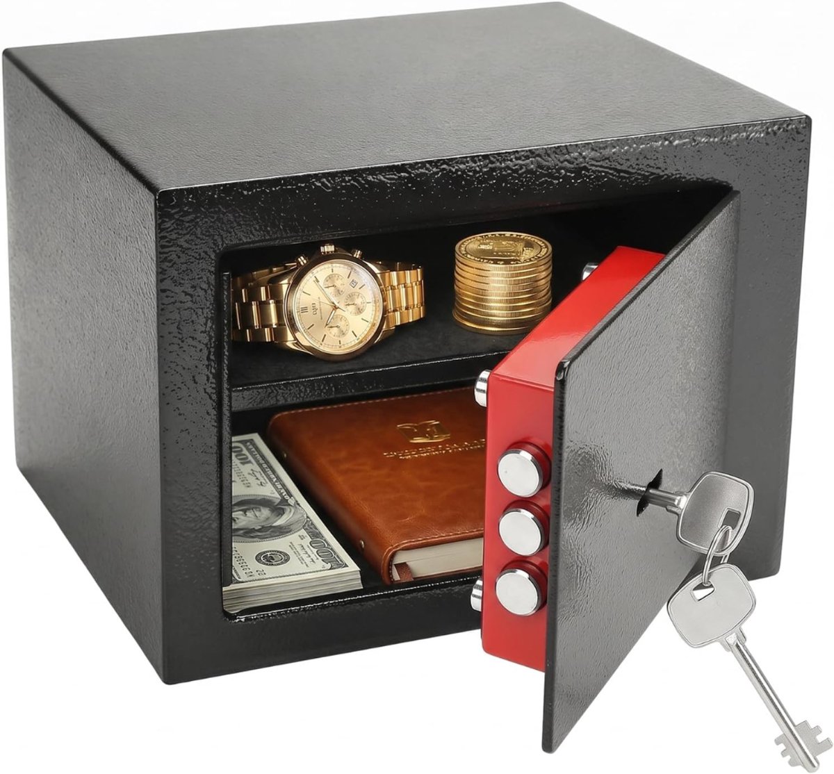 SNJY® Kluis Brandwerend - Kluisje met Sleutel - Documentenkluis - Geldkistje - 17D x 23B x 17H cm - Zwart