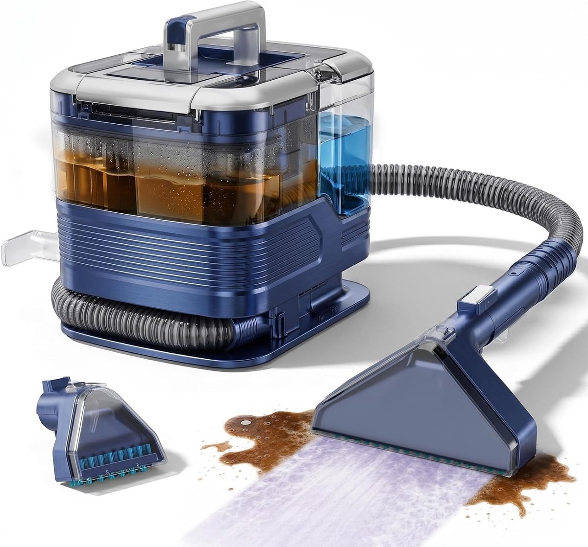 Tapijtreiniger - Blauw - Draagbare Vlekkenreiniger met 600W en 21kPa Zuigkracht - Voor Banken, Tapijten en Meubels