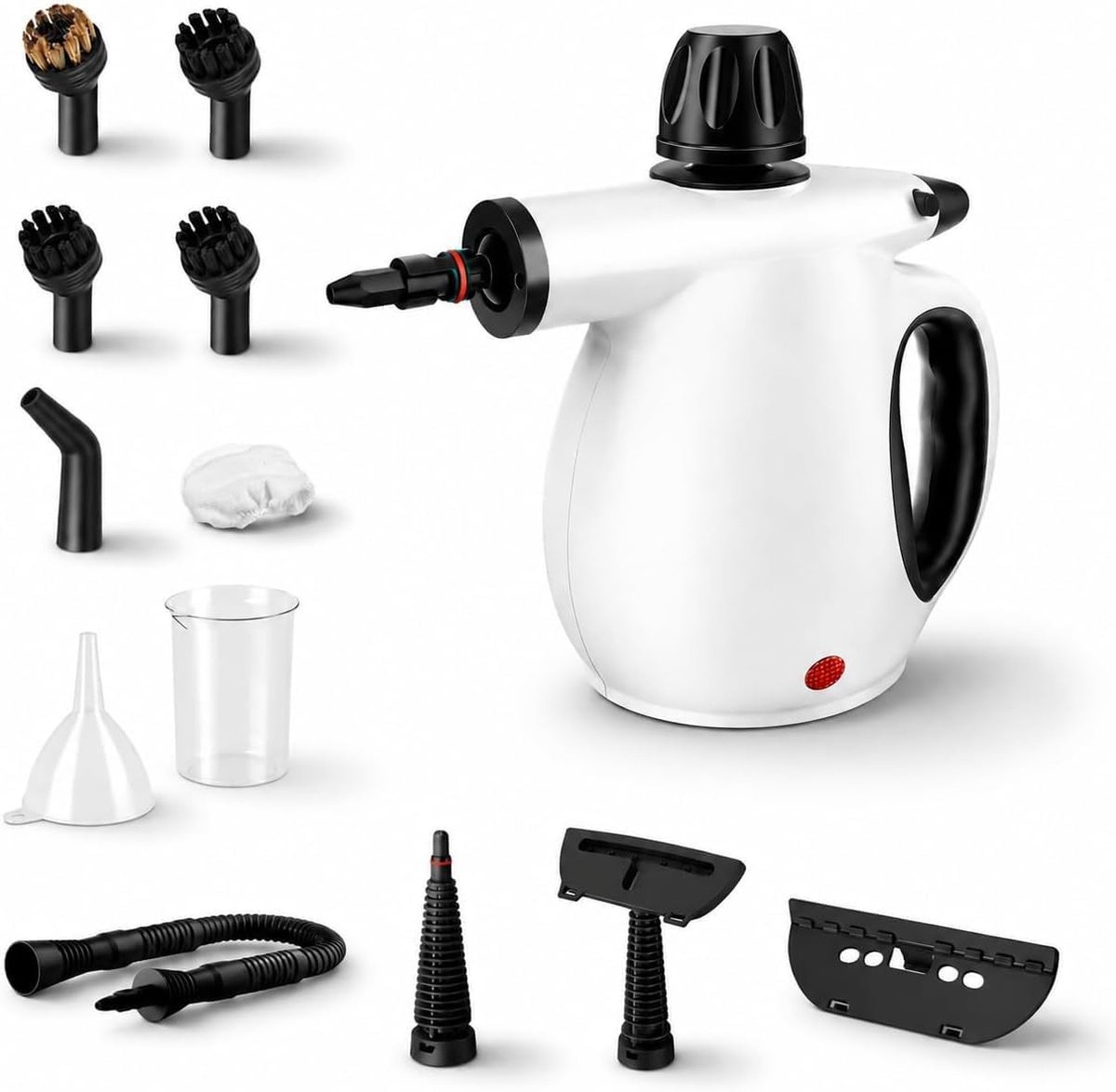 Stoomreiniger - Wit - 350 ml - Multifunctionele Handstoomreiniger met 12 Accessoires - Voor Diverse Oppervlakken