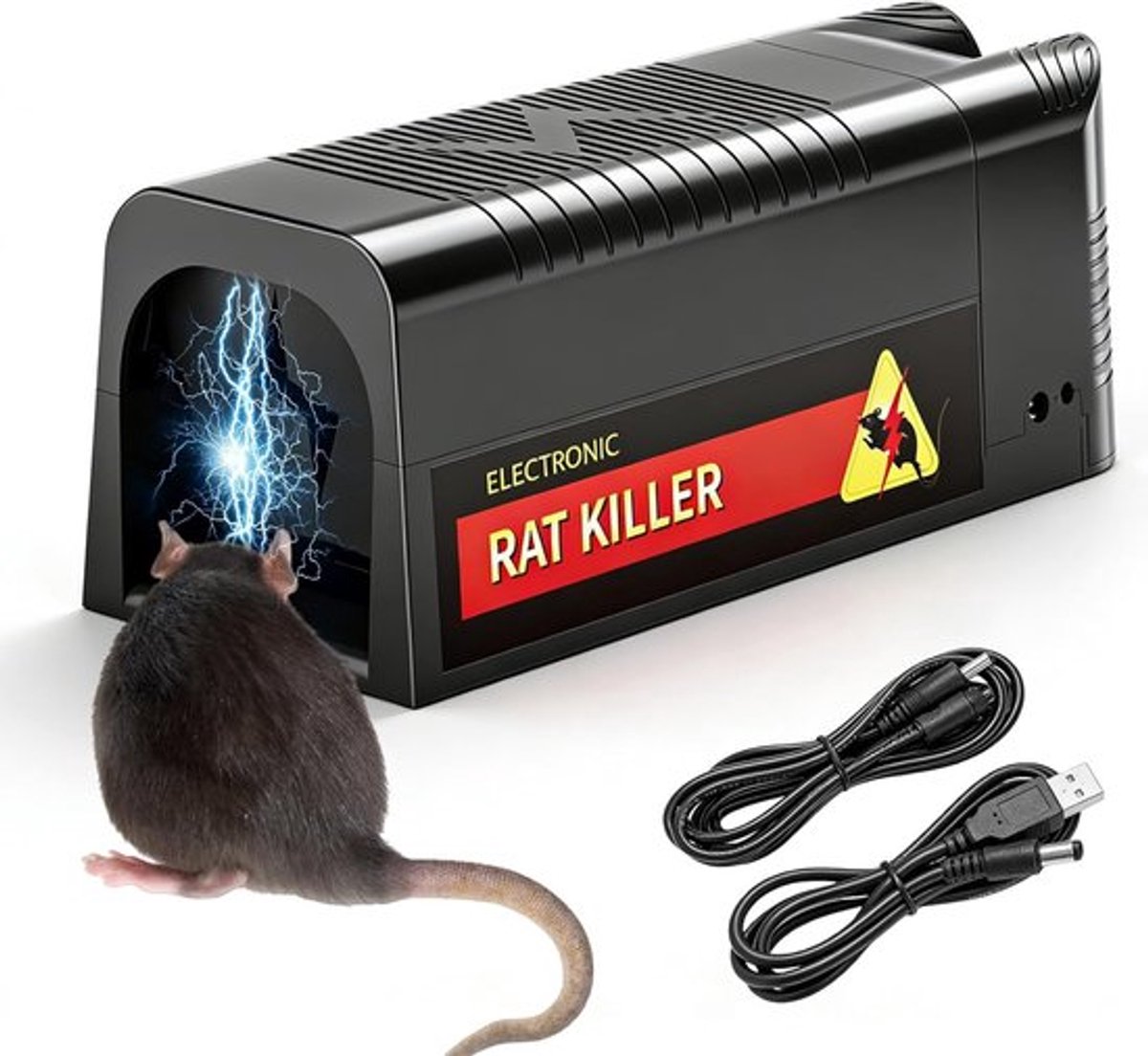 Thijox - Elektrische Rattenval en Muizenval 1800V - Extra Grote Professionele Muizenvallen voor Binnen - Effectieve Dierenbestrijding met Aasopening v