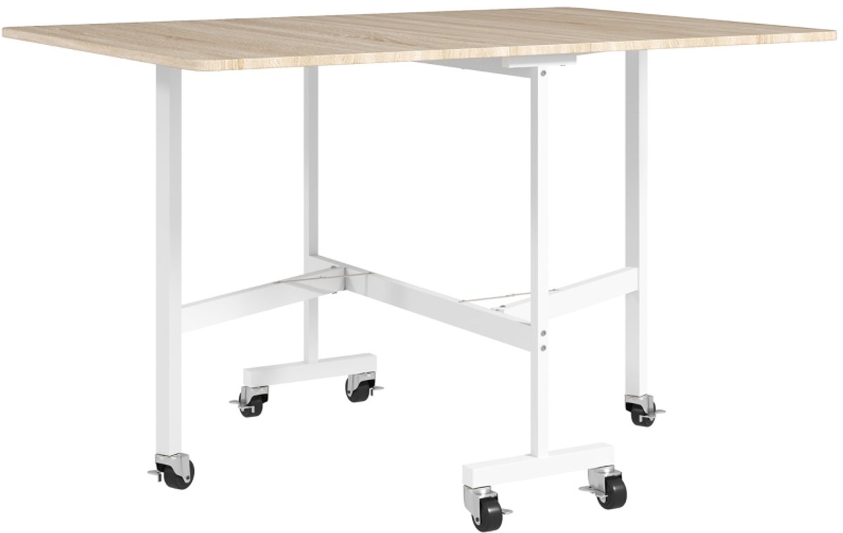 COVREO Uitschuifbare eettafel 120x80x73 cm eiken, metaal frame voor 6 personen Oak