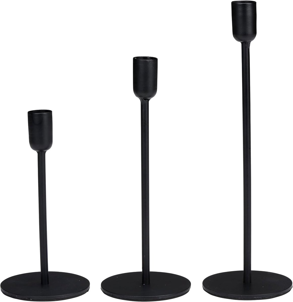 Zwart - set van 3 kandelaars - kandelaar staafkaarsen - geschikt voor kaarsen Ø2 cm - wooncultuur - tafeldecoratie - decoratie zwart metaal