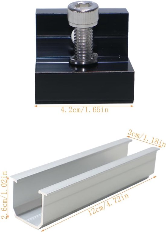 4 stuks aluminium T-track lineaire rail met mini klem kit voor houtbewerking jig tafelzaag router boor pers — afbeelding 4