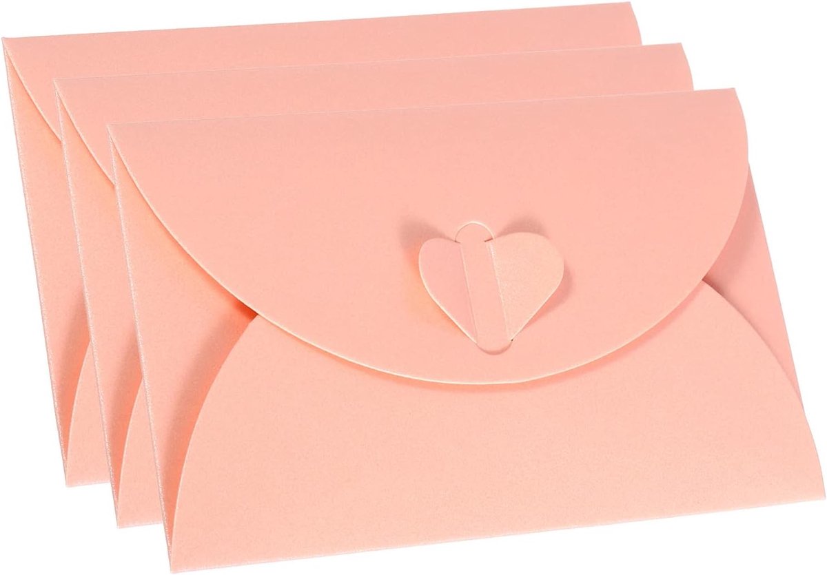 Enveloppen, 12 stuks hartvormige sluiting, kleine cadeaubonnenhouder, mini-envelop voor verjaardagen bruiloften, roze