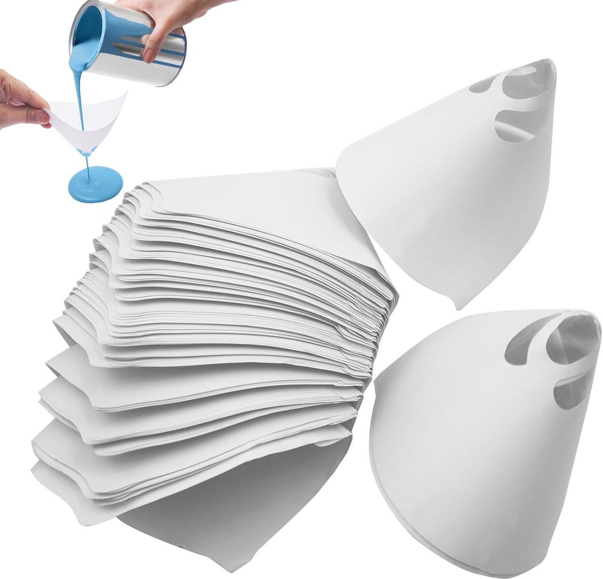 100 stuks Lackfilter kleurzeef, 100 Mesh Lacksieb, Micron harsfilter, Lakfilter, Lakaccessoires papierfilter, wegwerp kleur papier zeef voor kleuren, coatings, kleurstoffen, harsen