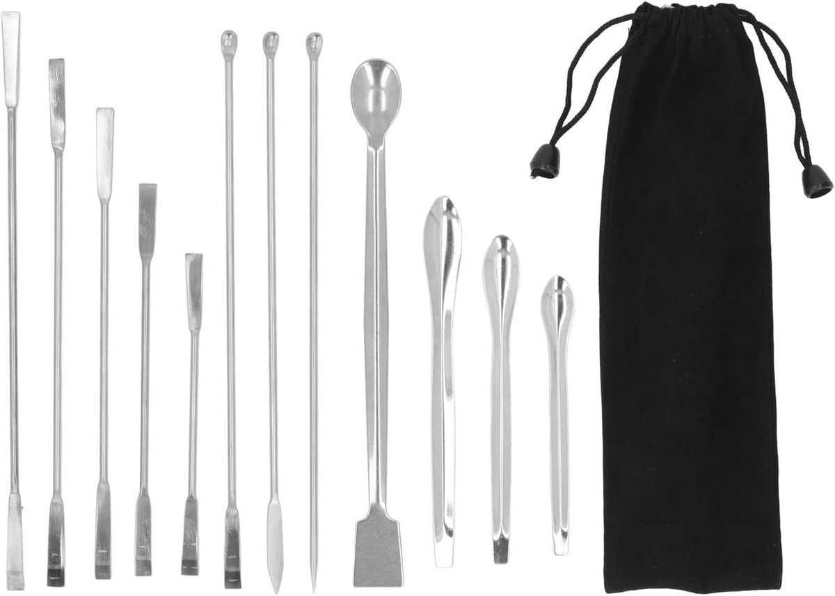 12 Stuks Rvs Laboratorium Spatels Kit Micro Lepel Set Voor Trace Drugs En Reagentia Voor Laboratoria En Woningen