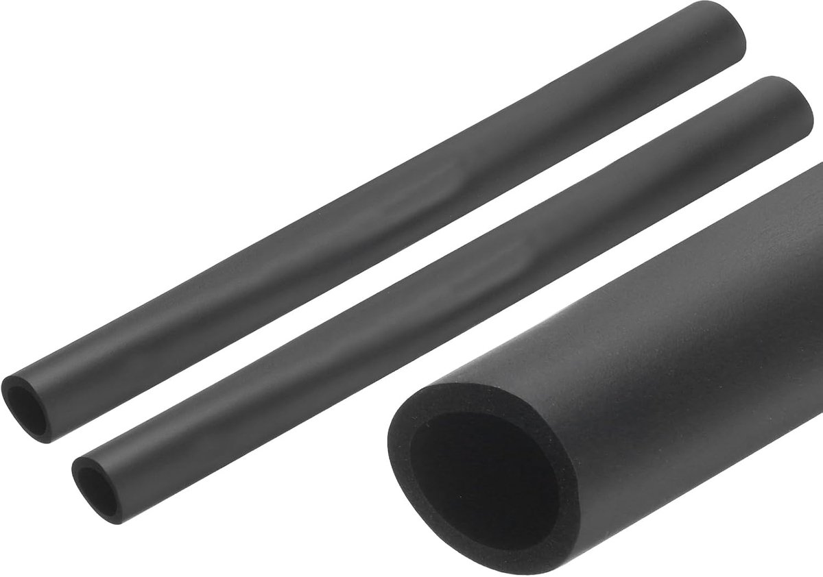 Buisisolatie voor buizen 3/4 inch (19 mm) ID, 1 inch (25 mm) OD schuimbuis voor gripsteun, 2 stuks, zwart