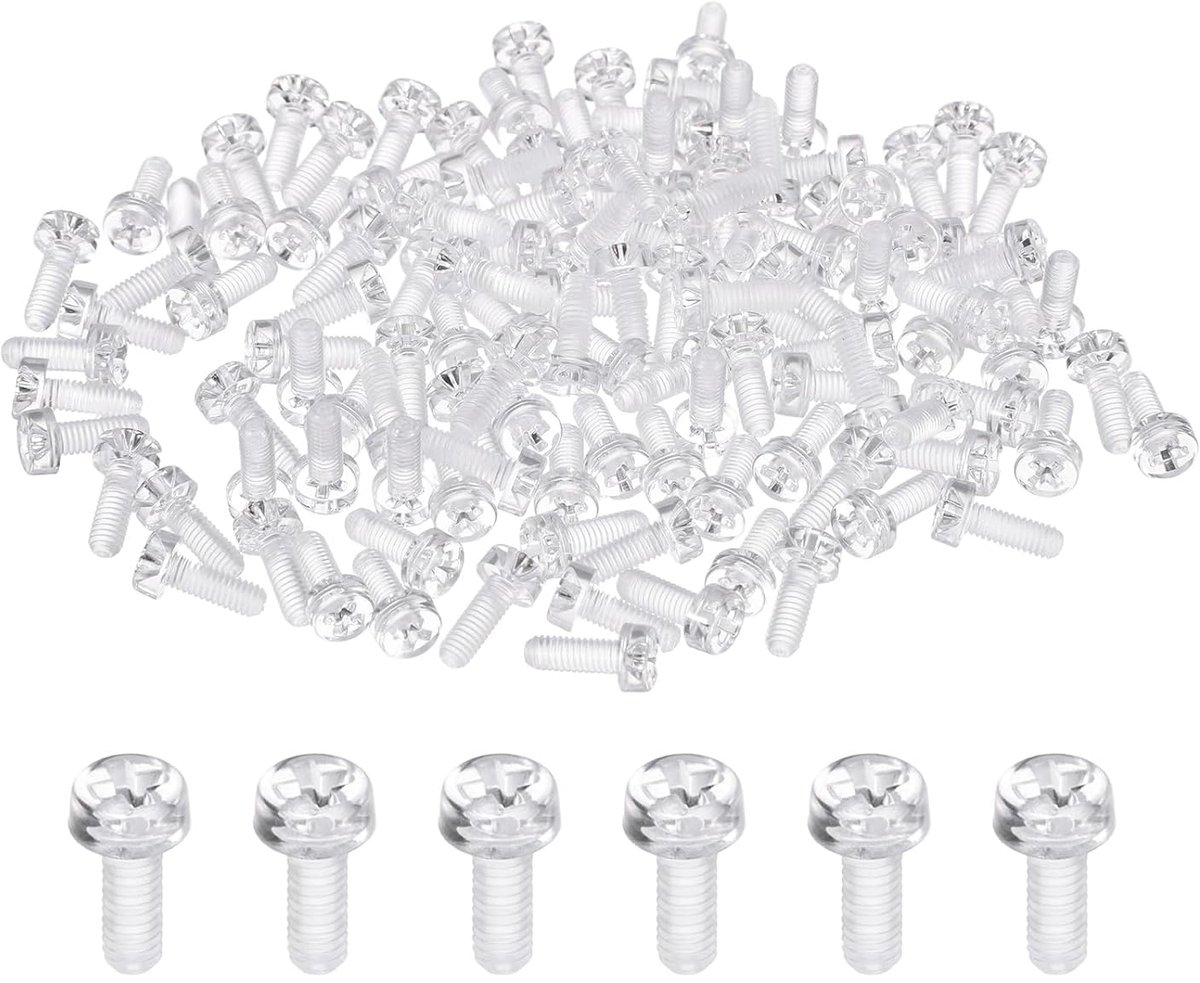 120 stuks transparante acrylschroeven, kunststof schroeven, pc-ronde kop, Phillips M3 x 8 mm, met metrische grove schroefdraad voor machineaccessoires, transparant