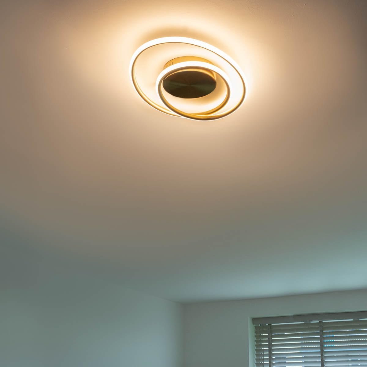 - Design plafondlamp goud incl. LED 3 staps dimbaar - Rowan | Dimmer | Dimbaar | Woonkamer | Slaapkamer | Keuken - Aluminium Ovaal - (niet vervangbare) led LED inbegrepen - Max. 1 x 40 Watt