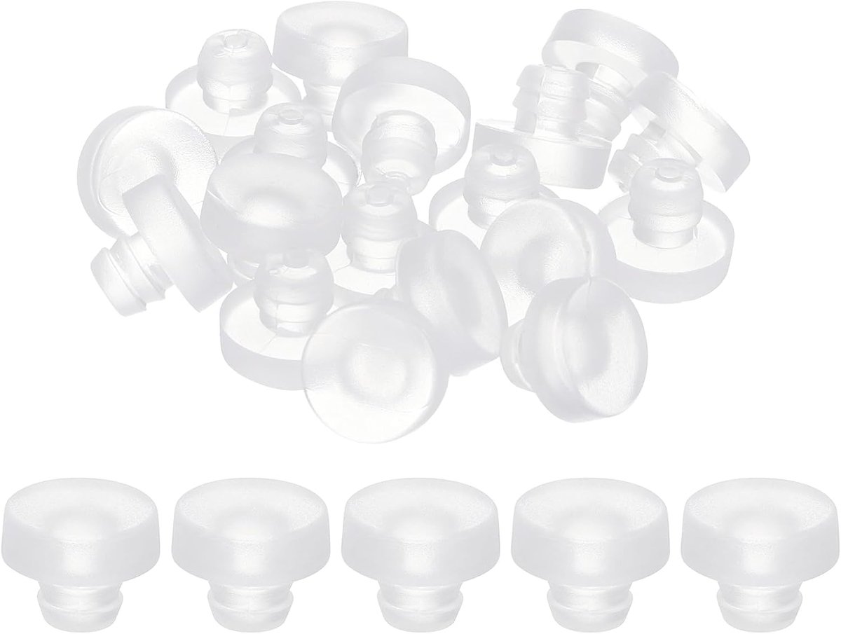 60 stuks randbescherming voor glasplaat met steel, randbescherming van transparant rubber, voor boring 6,5 mm, afstandhouders voor tafel, meubels, kast