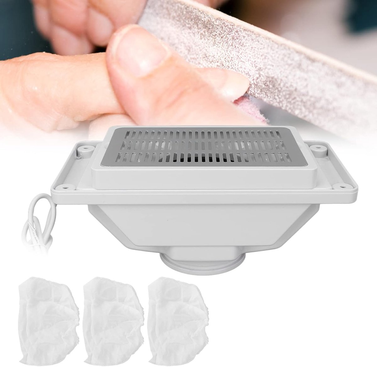Elektrische Krachtige Nagelstofzuiger met 3 Opbergzakken, Nagelvacuümventilator Stofzuigreiniger voor Nagelstudio Thuisgebruik(EU)