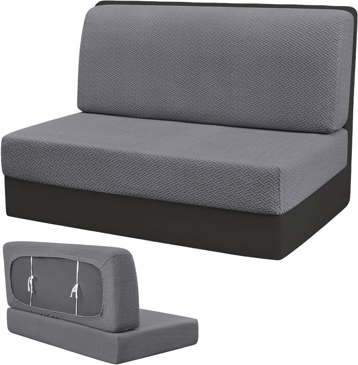 Overtrekken voor caravankussen, stoelhoezen, camper, stretch, waterdicht, caravanbekleding, rugleuning en zitkussen, elastische hoezen voor camper, caravan, zitgroep (donkergrijs)