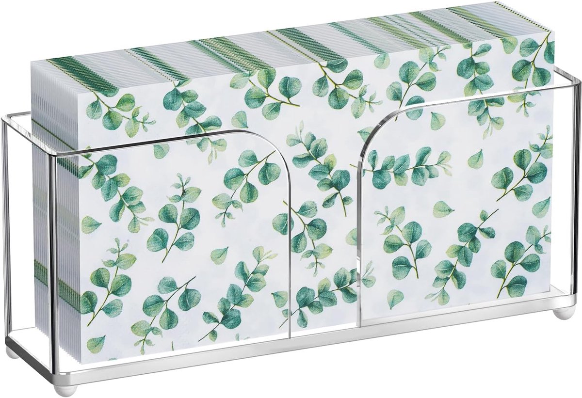 Hiwafifi Servethouder, gastendoekhouder voor badkamer met antislip pads, acryl transparante servethouder standaard voor keuken eetkamer aanrechttafel, wegwerp handdoekdispenser, hotelbadkamer decor
