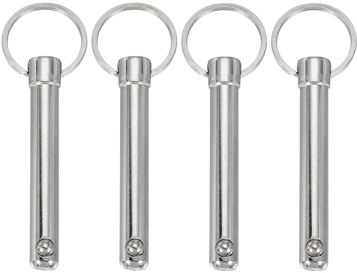 Snelspanpen, diameter 10 mm, nuttige lengte 51 mm, totale lengte 94 mm, Bimini Top Pin Marine hardware koolstofstaal voor bootaccessoires, verpakking van 4 stuks