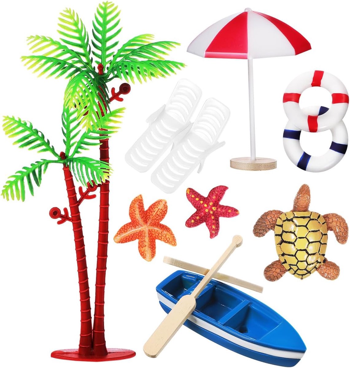 10 stuks mini landschap strand mini ligstoel decoratie: strandstoel kleine DIY Hawaiaanse zomer stranddecoraties