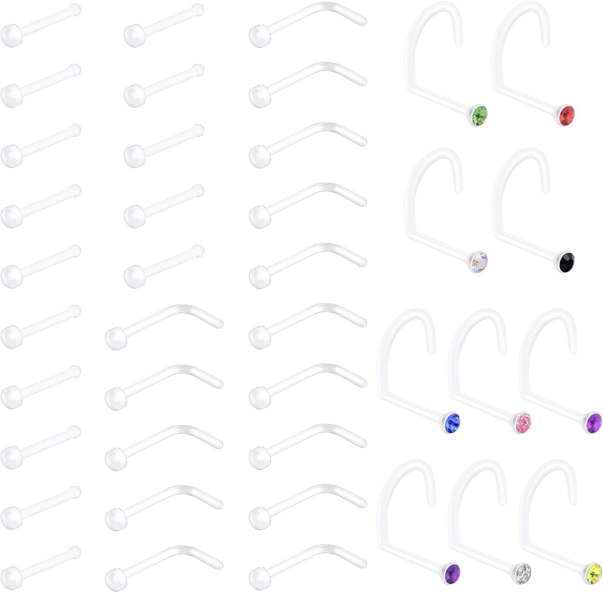 16G flexibele piercing retainer acryl barbells/hoefijzerringen/U-vormige septumringen/clicker ringen voor helix, lippen, neus, tong, tepels, buik, wenkbrauw, oor, kraakbeen, tragus,