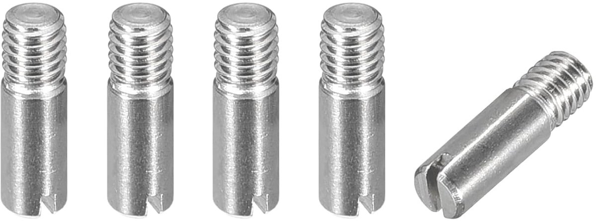 Sourcing map 5 stuks M3 x 10 mm cilindrische pin met sleuf van 304 roestvrij staal, buitendraad, voor het positioneren van meubels en kasten