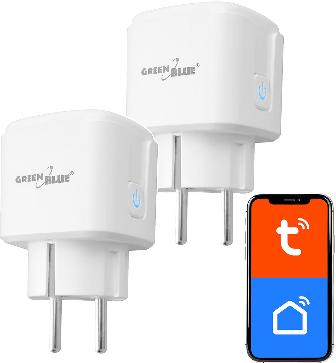 GreenBlue - Stopcontact met afstandsbediening en wifi - timer, wattmeter, max. 16 A/3840 W, GB735 W - 2 stuks
