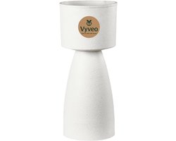 Vyveo - Bloempot Pillar - 27x67 - Wit - Bloempot voor binnen en buiten - Lichtgewicht - Breukbestendig - Vorstbestendig - UV-bestendig
