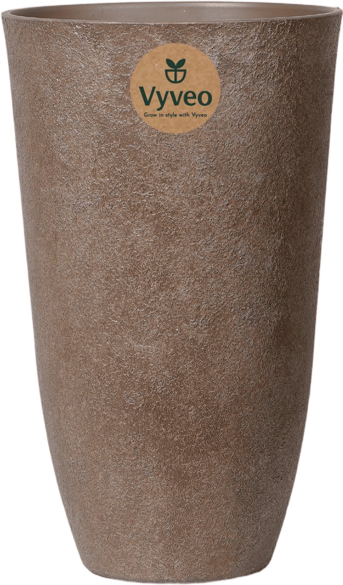 Vyveo - Bloempot Tower - 35x61 - Bruin (Retro) - Bloempot voor binnen en buiten - Lichtgewicht - Breukbestendig - Vorstbestendig - UV-bestendig