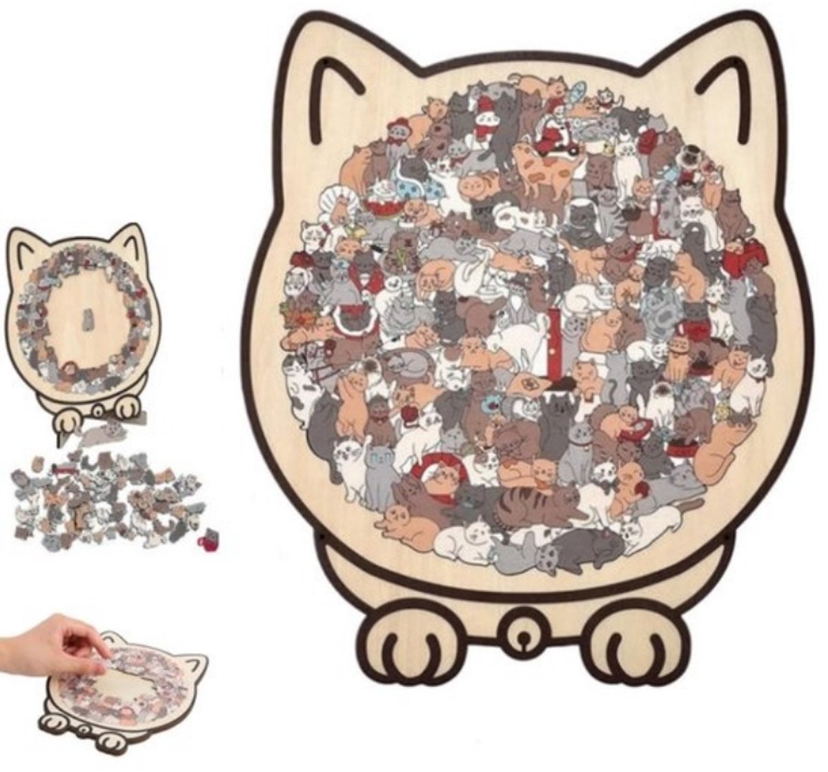 135-delige Houten Kattenpuzzel - Irreguliere Katvormige Puzzel voor Volwassenen - uniek creatief Speelgoed - leuk cadeau voor Kattenmoois en stijlvolle woondecoratie