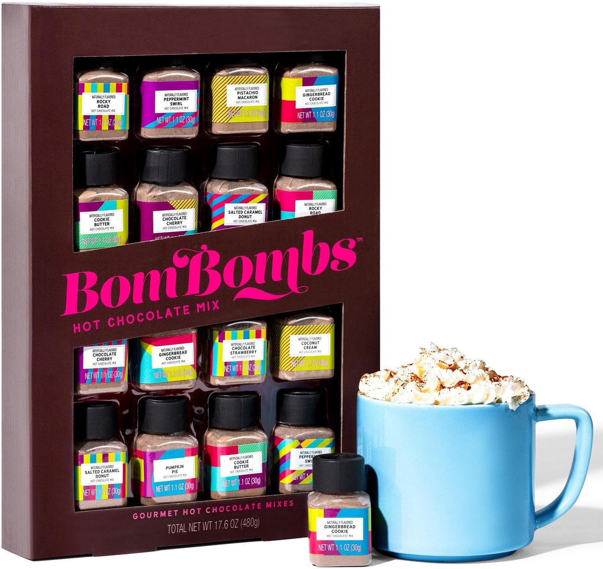 Elzusha - Luxe Warme Chocolademelk Geschenkset met 16 Mini Flesjes - Diverse Smaken