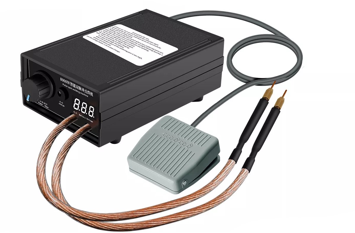 8000W draagbare puntlasmachine - Puntlasmachine op 18650 lithiumbatterij - Geschikt voor accupacks - Hoog vermogen - Uitgerust met nikkelstrip - Draagbare doe-het-zelf puntlasset