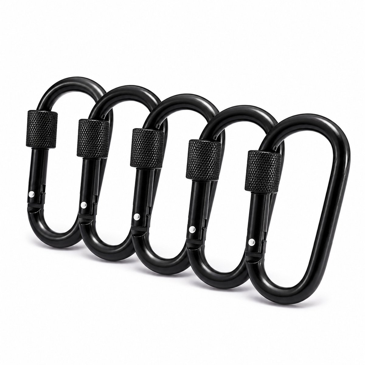 Kaiyaya - set van 5 veerhaken - stevige veersluiting - zwart metaal - 58 x 31 mm - voor klussen, outdoor en industrieel