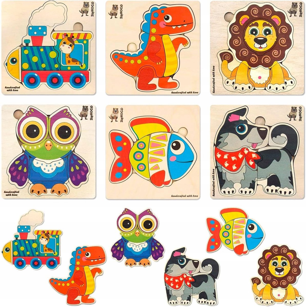 Houten Puzzels met Dieren voor Kinderen - Educatief en Ontwikkelend