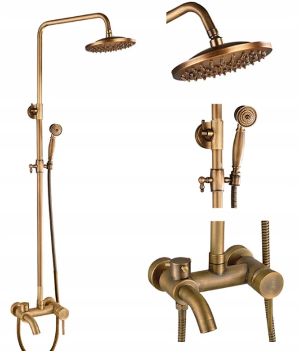 Antieke Retro Doucheset Goud Messing Wandmontage