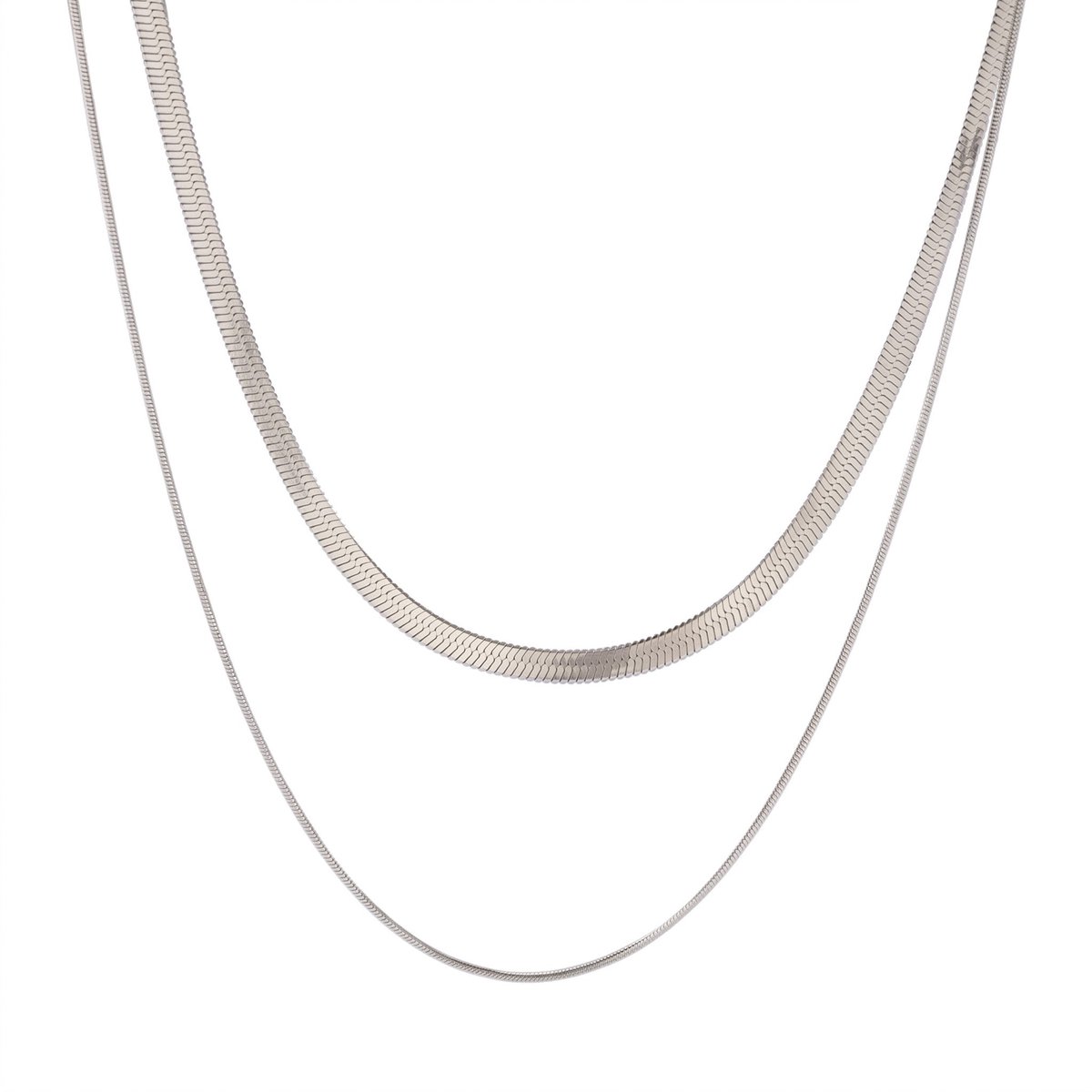 Aramat Jewels - Stalen Layer Ketting 2-in-1 - Twee looks - Goudkleur - RVS