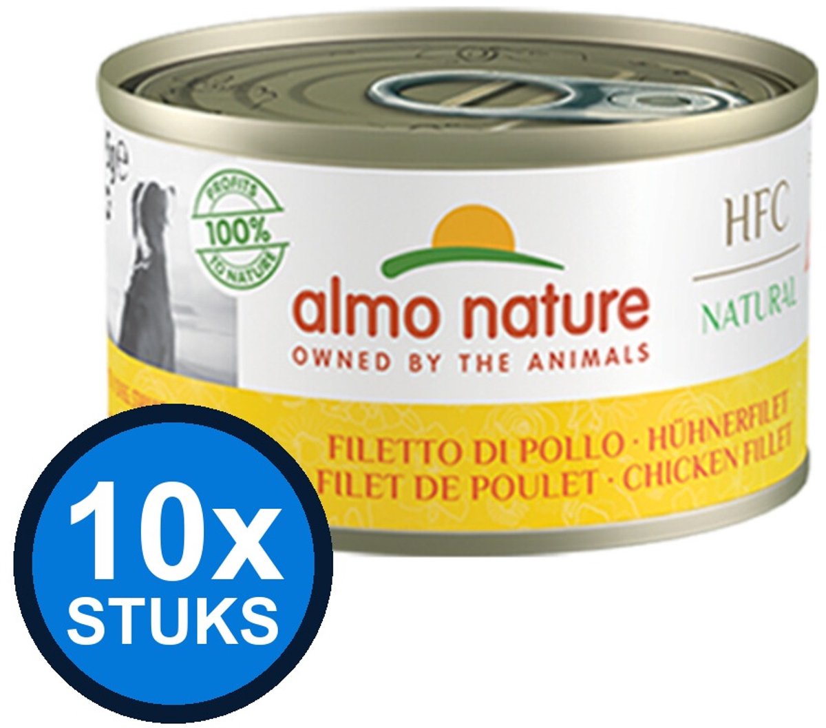 10x Almo Nature HFC dog blik natural kipfilet 95gr