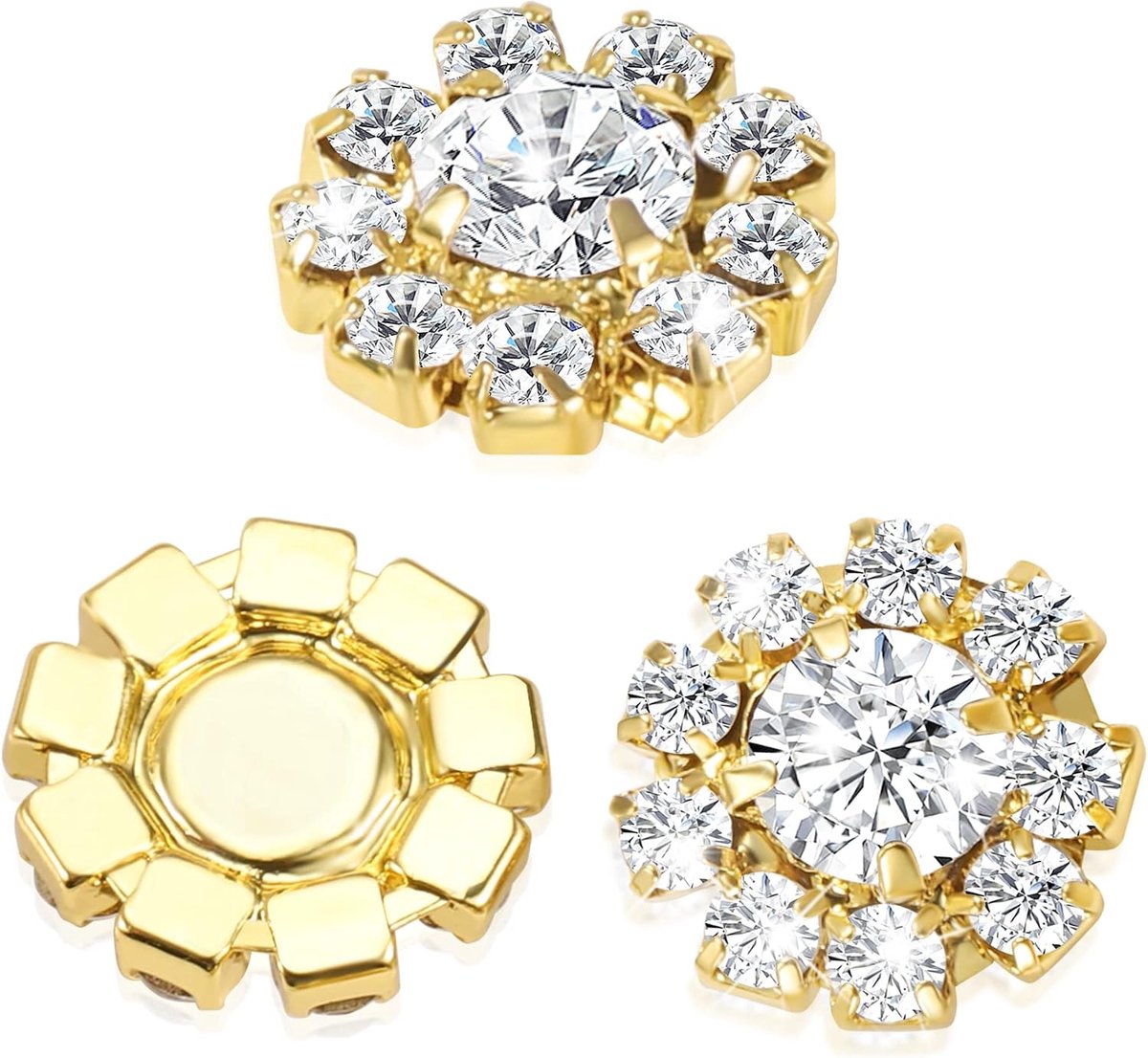 Knopen, 24 stuks knopen, goud, kristal, bloem, versieringen, handwerk, los voor gebreide kleding, naaien, bruiloftsdecoratie