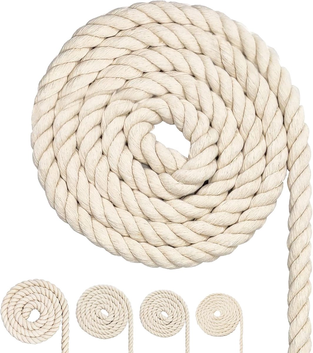 Koord, Macrame garentouw, vele maten, katoenen touw voor DIY ambachten, cadeaus (12 mm (10 M))