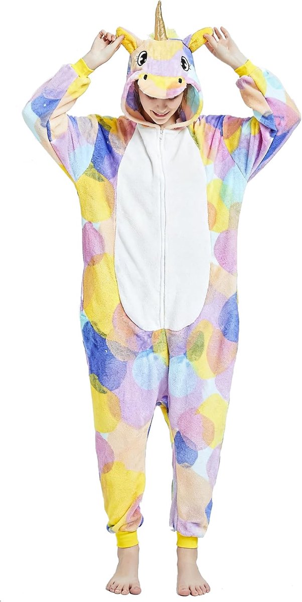 Pyjama voor carnaval, Kerstmis, party, kostuum, dier, Halloween, cosplay, volwassenen, eendelig, uniseks, voor dames en heren (L/XL, pony, eenhoorn 5)