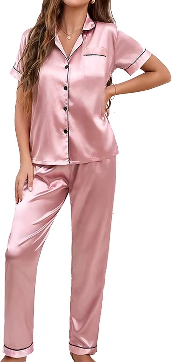 Pyjama Set Dames Satijn - Pyama Nachtkleding Volwassenen - Pyjamabroek Meisje