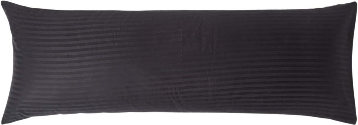 Zwart Puur Egyptisch Katoenen Lichaamskussensloop 330 TC 500 Draadtelling Percale Equivalent Satijnen Gestreept Lange Kussensloop voor Verpleging, Zwangerschap en Ondersteuning voor Ouderen