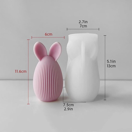 3D-konijnenvorm, voor Pasen, paashaas, zeepvorm, gipsvorm, gietvorm voor sojawas, kaarsen, zeep, gips, epoxyhars, handwerk (A) — afbeelding 4