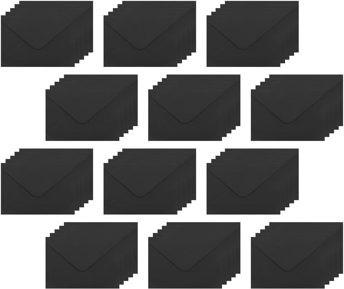 60 Stuks Zwart Enveloppen, 15,5 x 10,5cm | Kraftpapier,driehoekige sluiting,DIY, geschikt voor feestdagen, feestjes en bruiloften (exclusief kaartjes en lijm)
